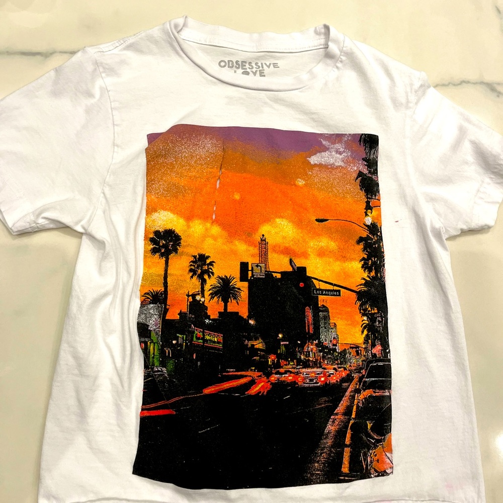 Sunset city view with white background!